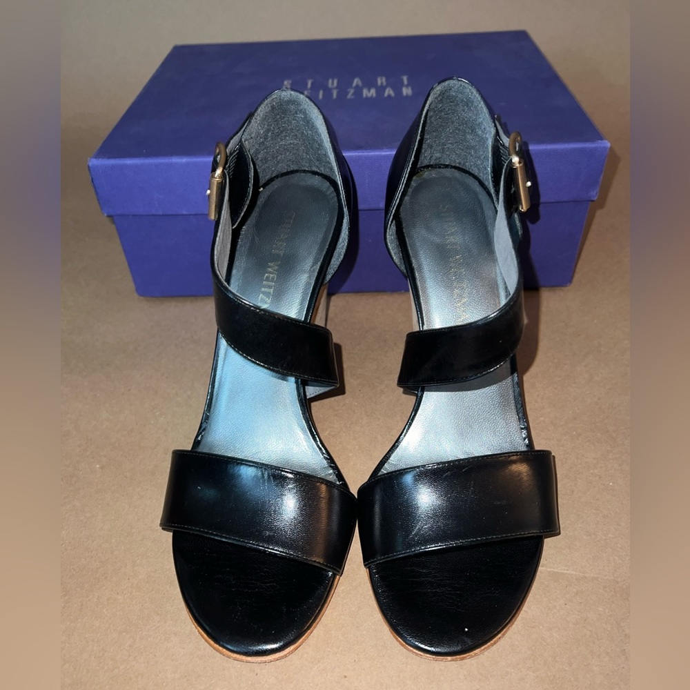 STUART WEITZMAN LineOne Black Kid Wedge